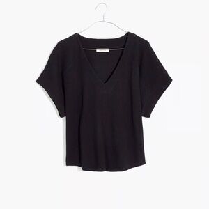 Madewell Jacquard Black V-Neck Women's Top M Medium
